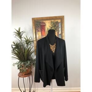 Pure Navy Waterfall Jacket Women's Small Black Open Front Outdoor Elegant Cozy